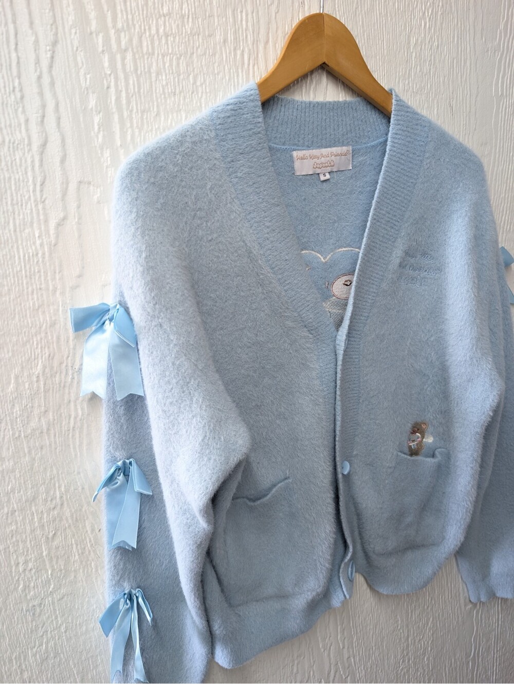 Sanrio Cinnamoroll Cozy Kuma JapanLA Cardigan Blue Fuzzy Cozy Size Small - Picture 3 of 8